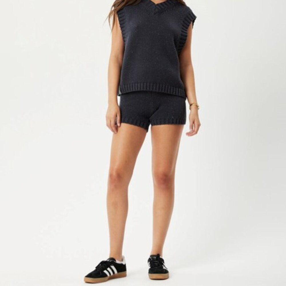 BNWT Afends - Solace - Women's Charcoal Organic Knit High Waisted Bike Shorts - Picture 2 of 5